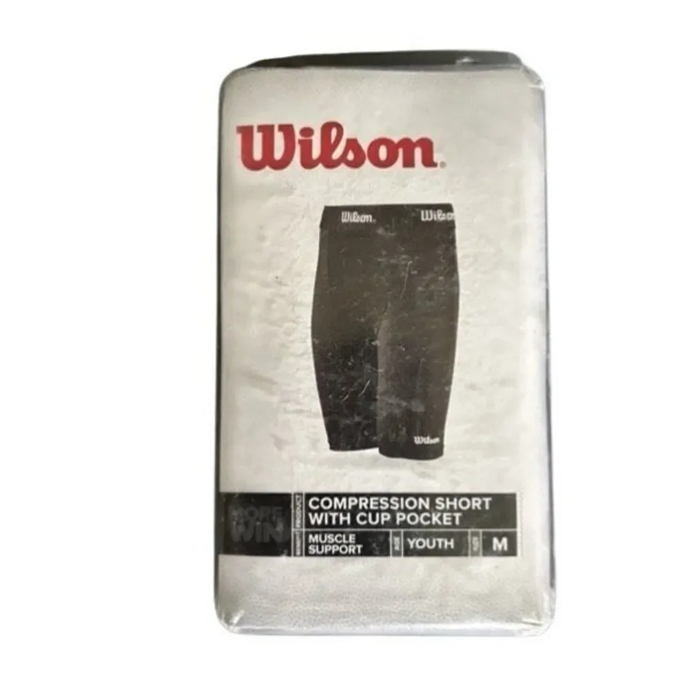 Wilson Size Youth Medium Black Compression Short With Cup Pocket *New*